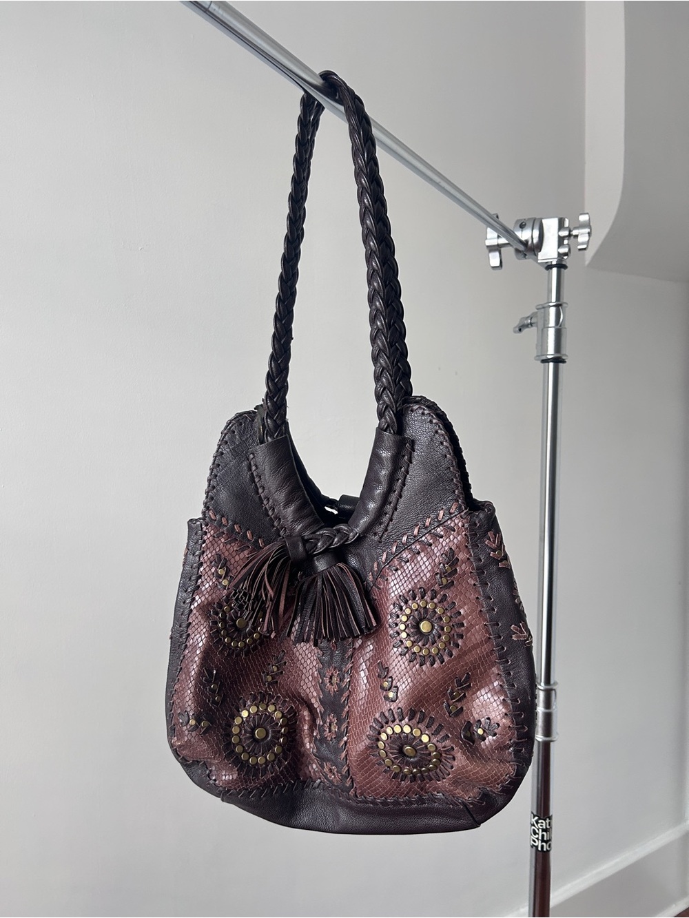 Isabella Fiore Kool Whip Yvonne Python Embossed Hobo Bag (Flaw)
